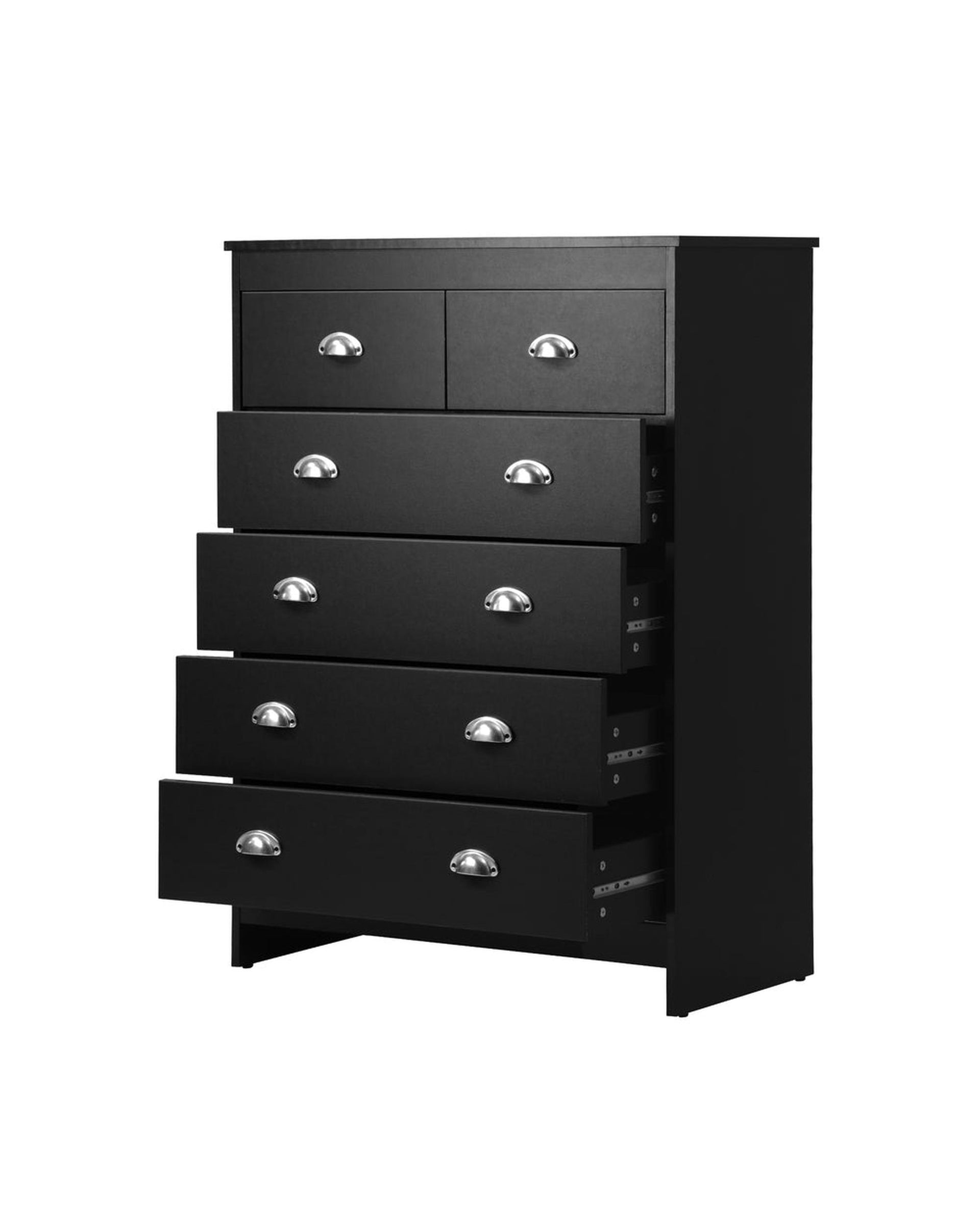 6 Chest of Drawers Tallboy Dresser Black Oikiture