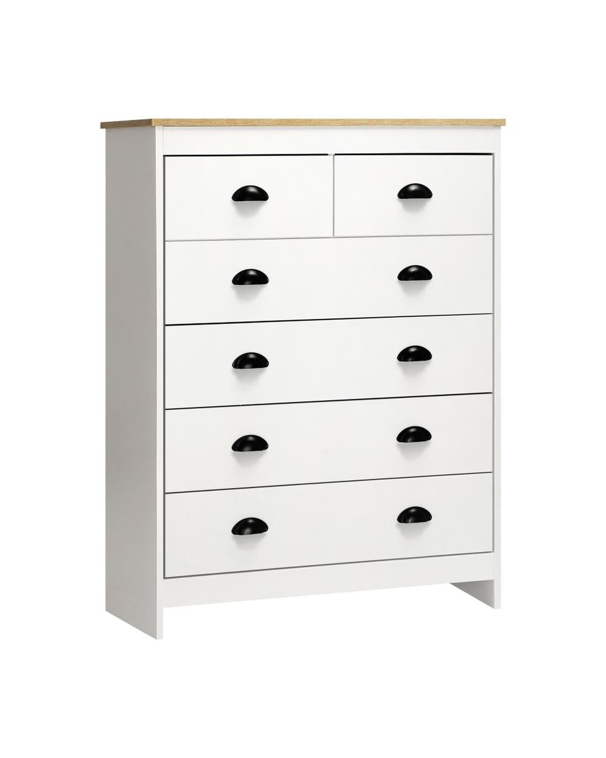 ALDO Tallboy Chest of Drawer Dresser with 6 Drawers Bedroom Storage Cabinet White Oikiture