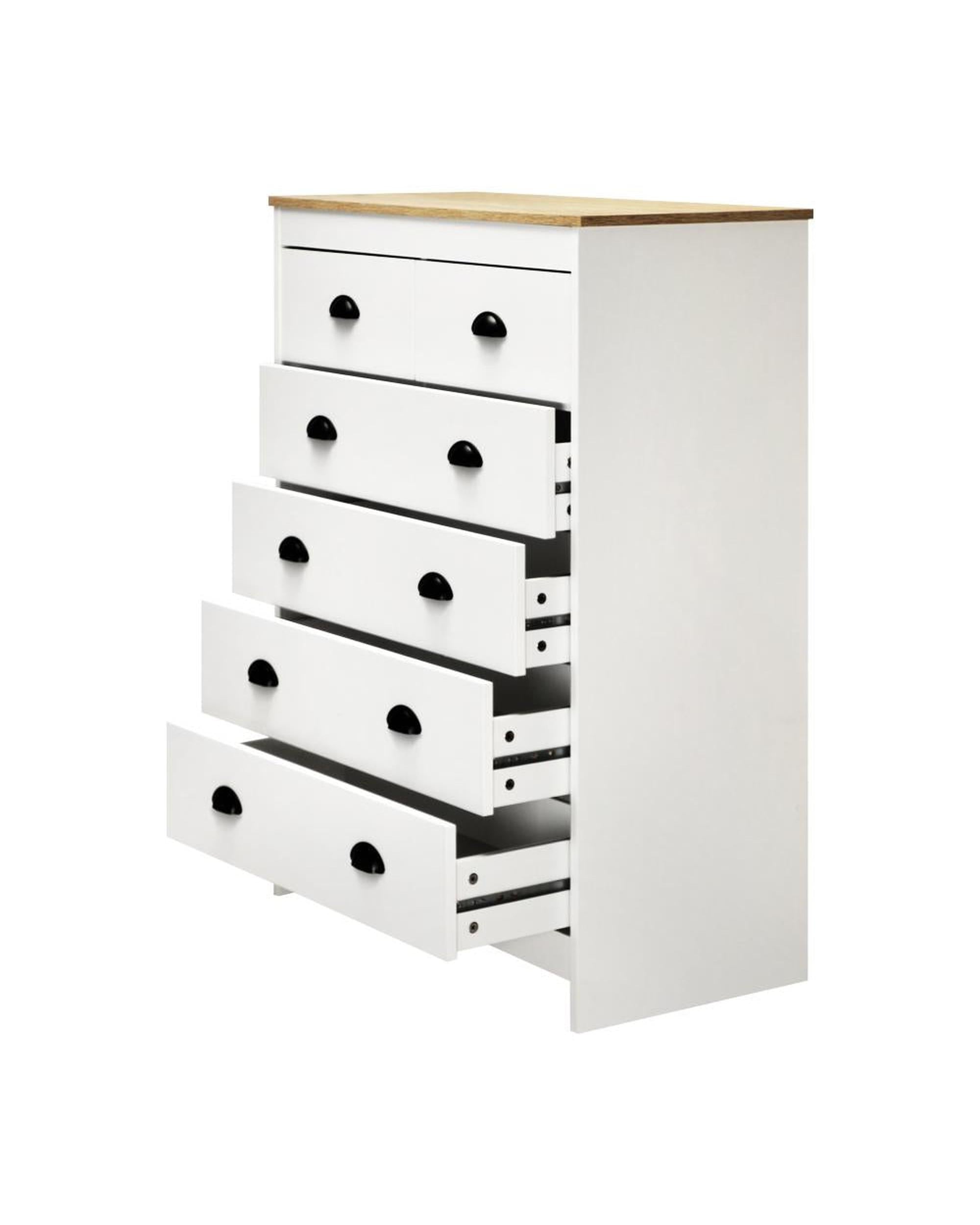 ALDO Tallboy Chest of Drawer Dresser with 6 Drawers Bedroom Storage Cabinet White Oikiture