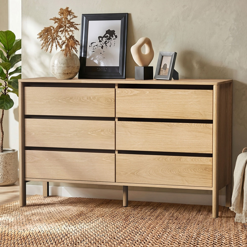 6 Chest Of Drawers Dresser Lowboy Handle-Free Natural