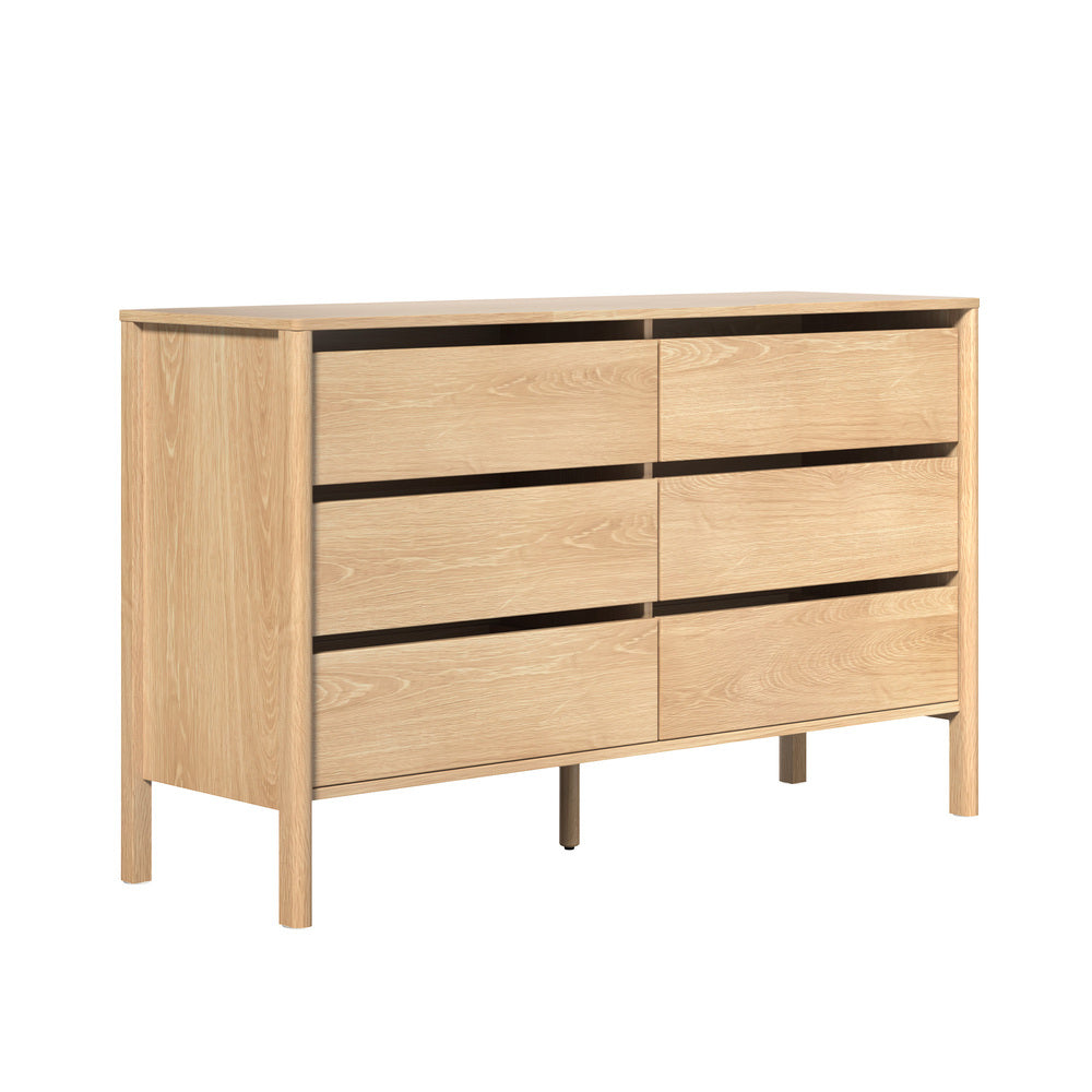 6 Chest Of Drawers Dresser Lowboy Handle-Free Natural