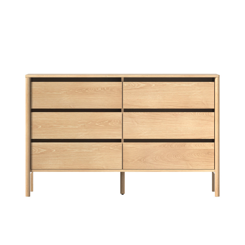 6 Chest Of Drawers Dresser Lowboy Handle-Free Natural
