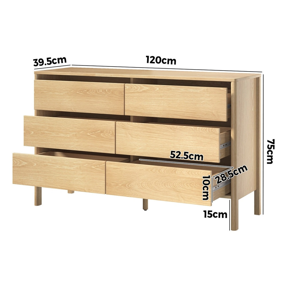 6 Chest Of Drawers Dresser Lowboy Handle-Free Natural