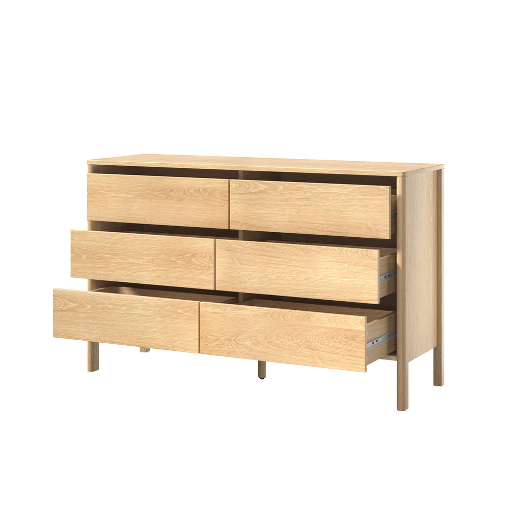 6 Chest Of Drawers Dresser Lowboy Handle-Free Natural