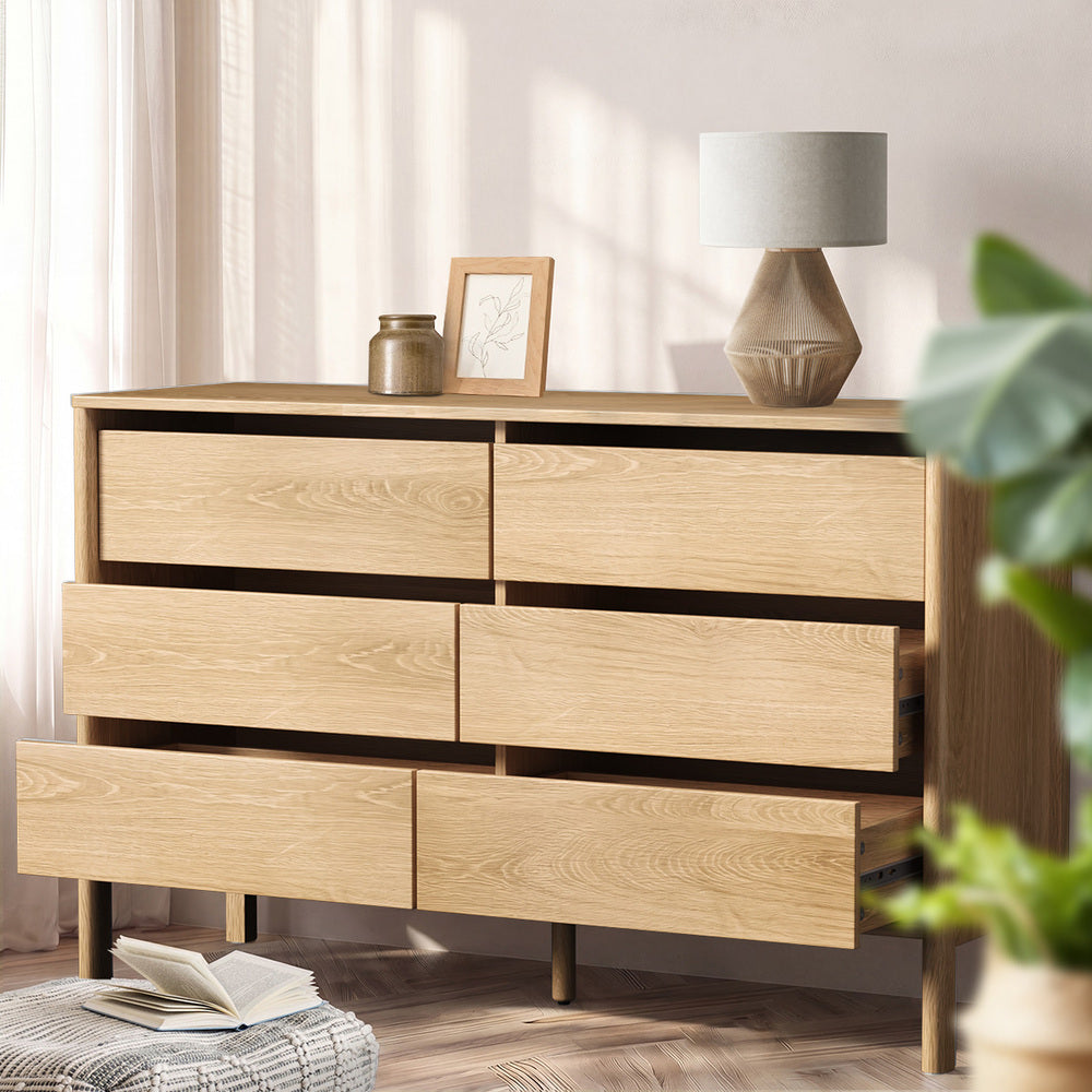 6 Chest Of Drawers Dresser Lowboy Handle-Free Natural