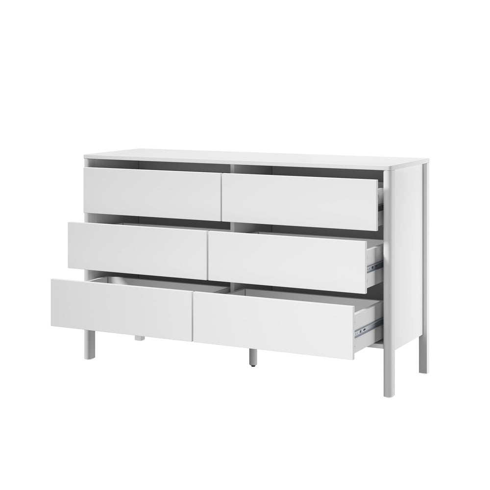 6 Chest Of Drawers Dresser Lowboy Handle-Free White