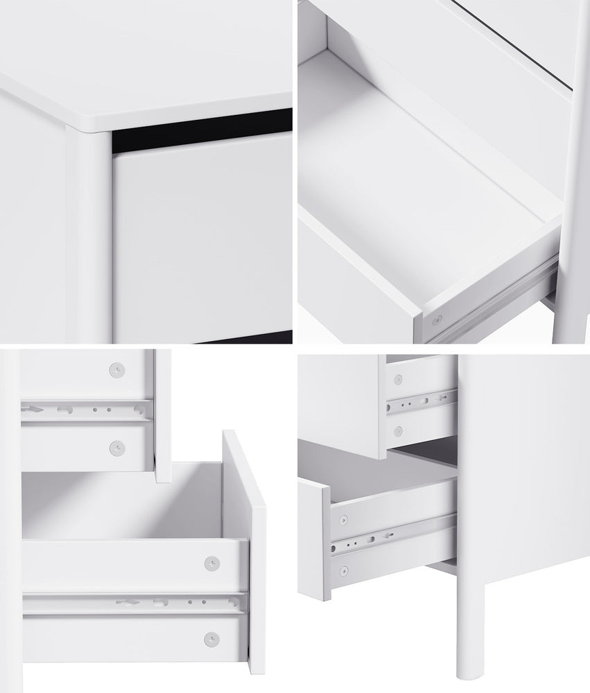 6 Chest Of Drawers Dresser Lowboy Handle-Free White