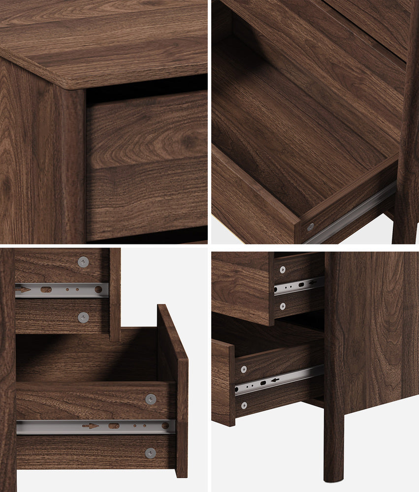 6 Chest Of Drawers Dresser Lowboy Handle-Free Walnut