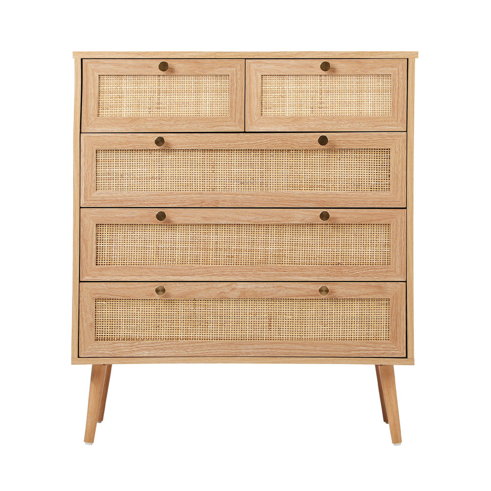 SKUFFER 5 Chest of Drawers Dresser Tallboy Rattan Oikiture