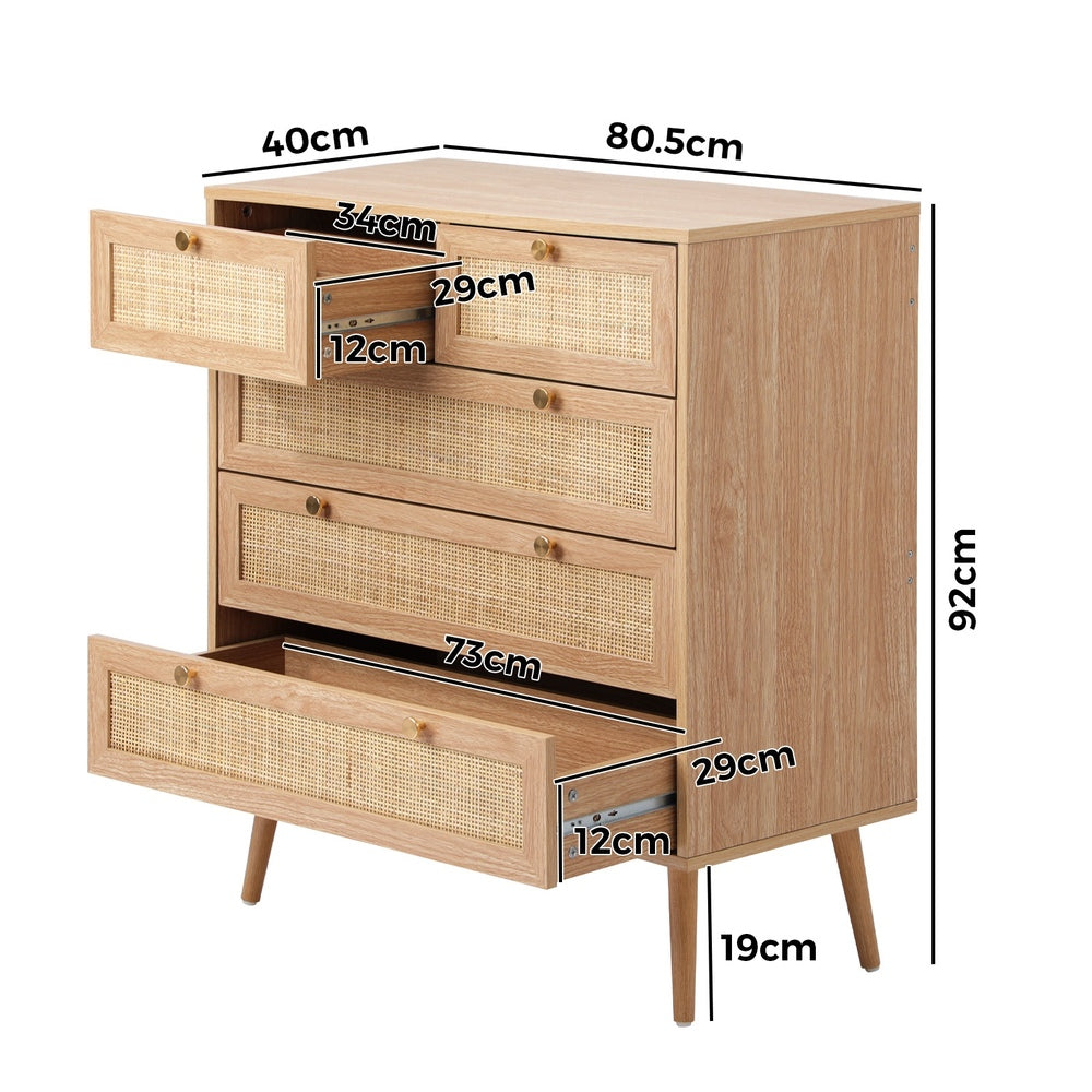 SKUFFER 5 Chest of Drawers Dresser Tallboy Rattan Oikiture