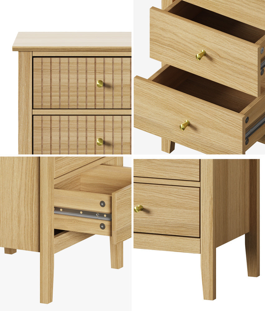SONYA 5 Chest of Drawers Dresser Tallboy Storage Cabinet Natural Oikiture
