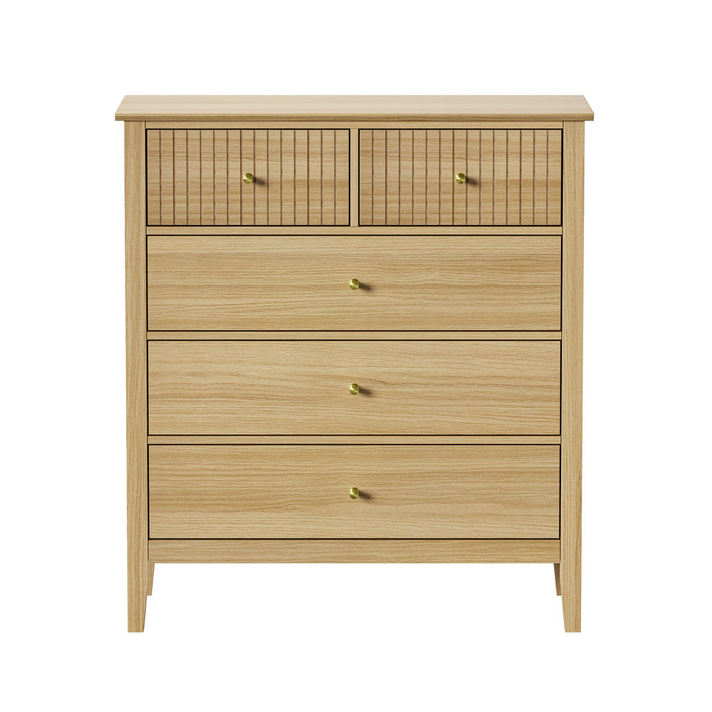 JULIAN 5 Chest of Drawers Dresser Storage Cabinet Tallboy Natural Oikiture
