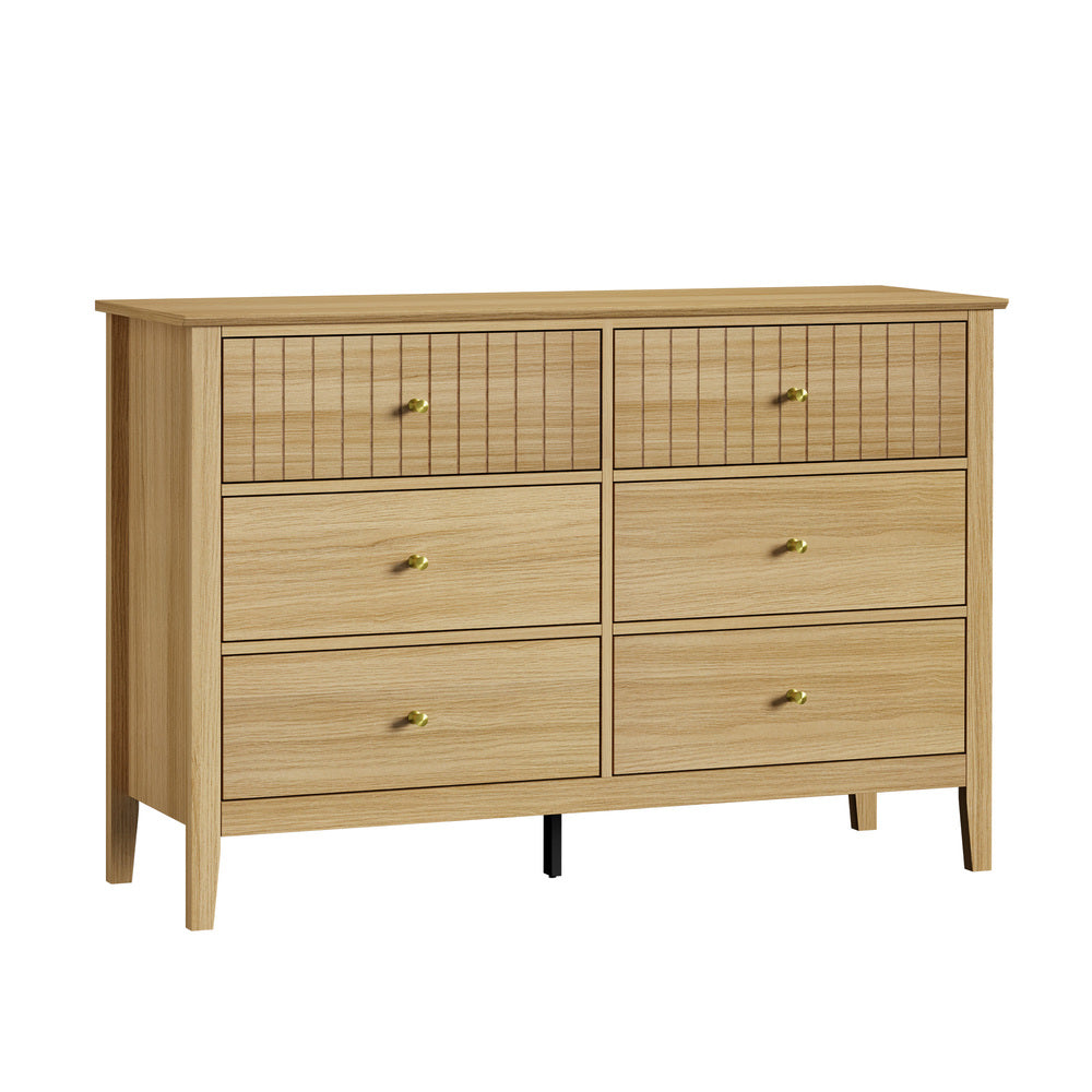 LIBBY 6 Chest of Drawers Dresser Tallboy Natural Oikiture