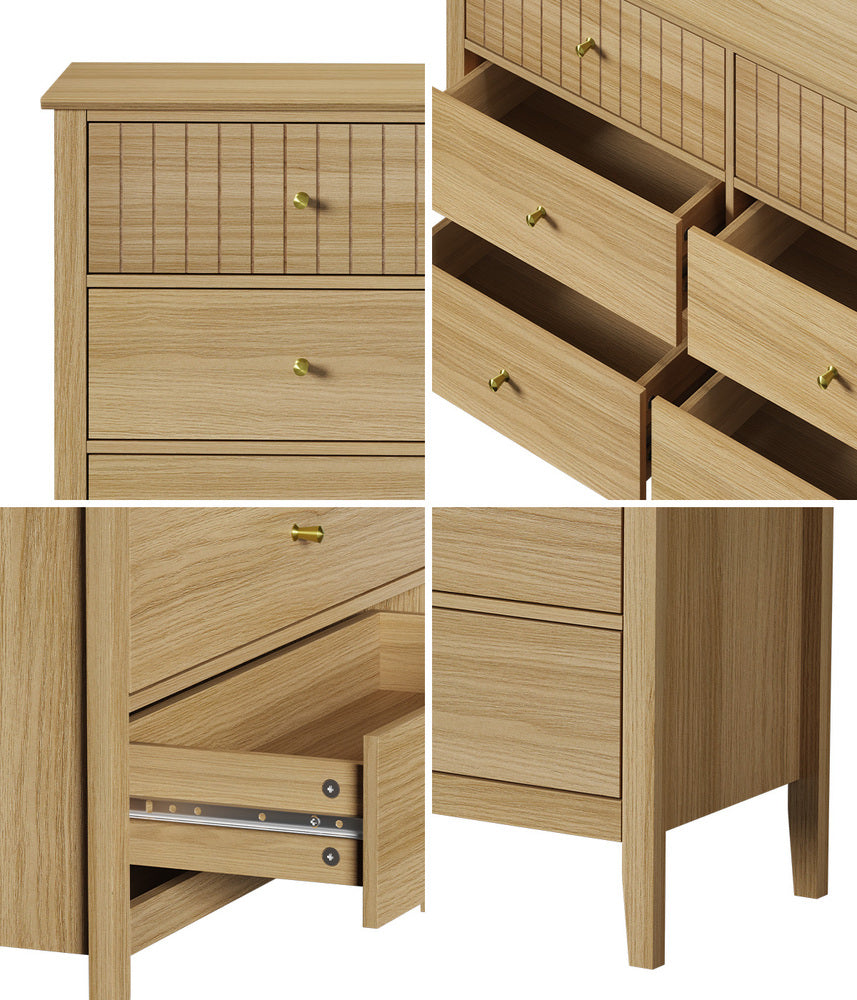 LIBBY 6 Chest of Drawers Dresser Tallboy Natural Oikiture