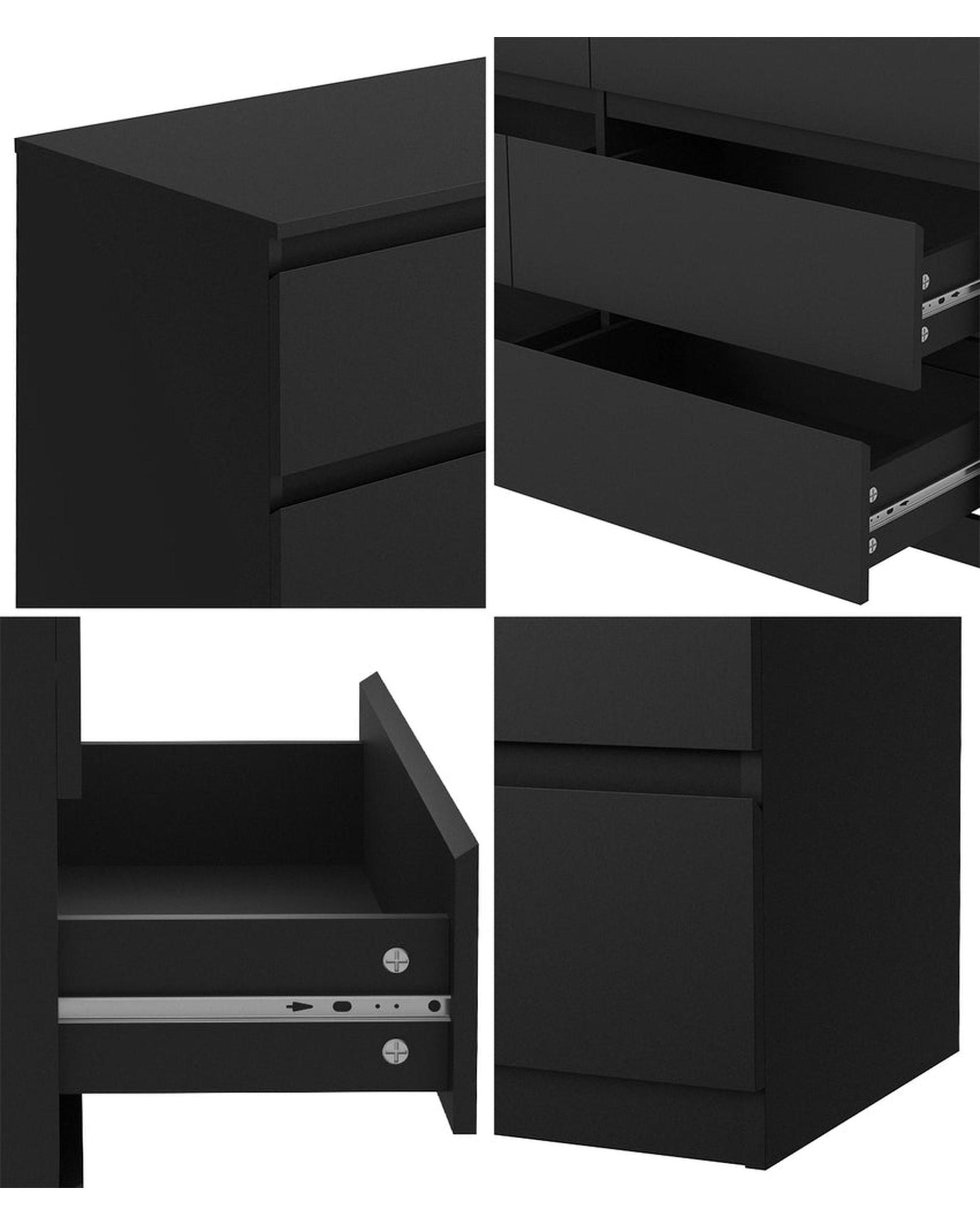 CORE 6 Chest of Drawers Lowboy Dresser Table Bedroom Black Oikiture