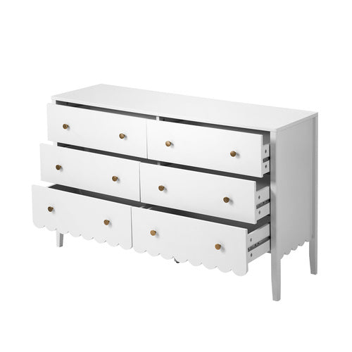 Oikiture 6 Drawer Kids Chest of Drawers White Painted Storage Cabinet