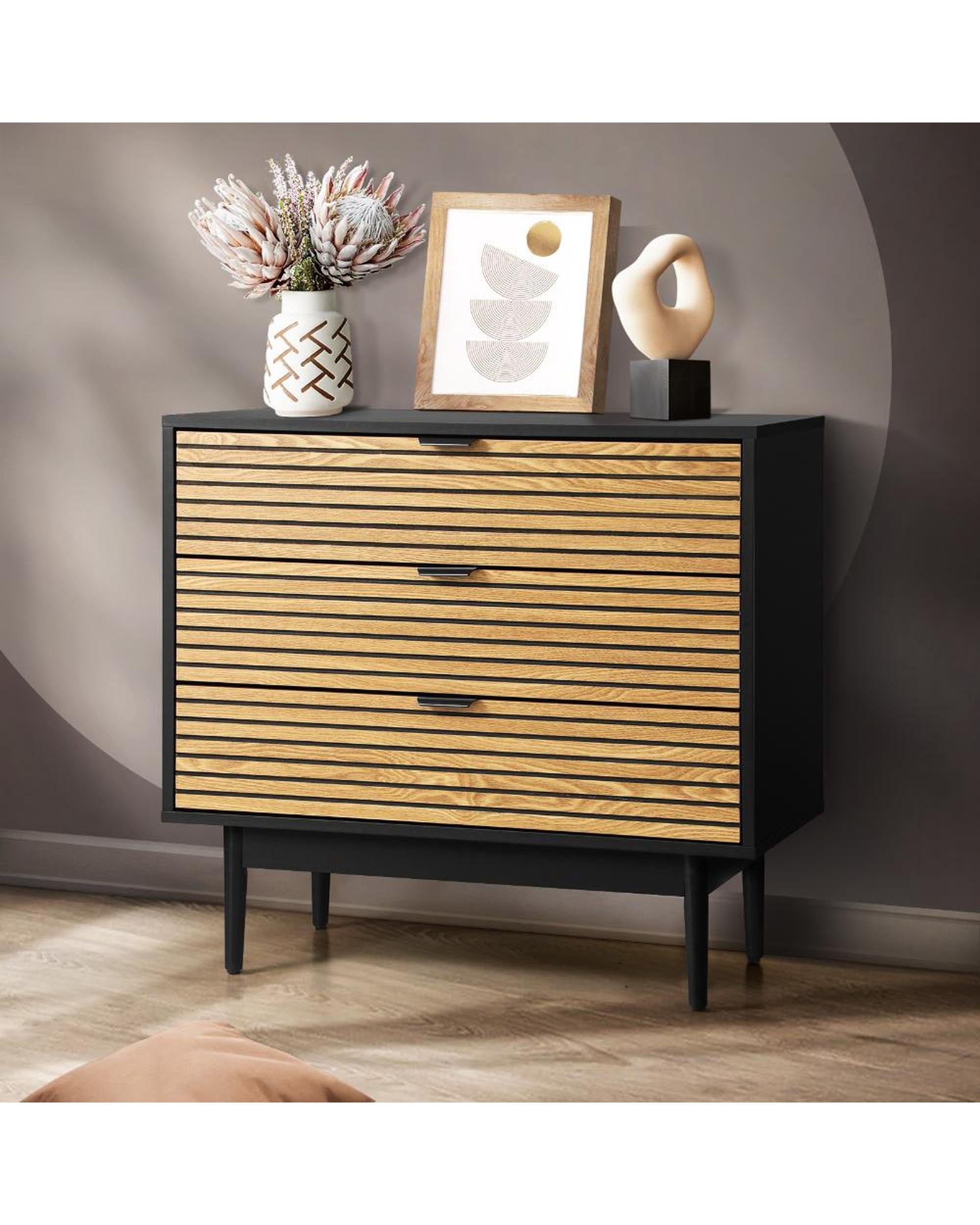 JAY 3 Chest of Drawers Dresser Table Bedside Lowboy Storage Cabinet Oikiture