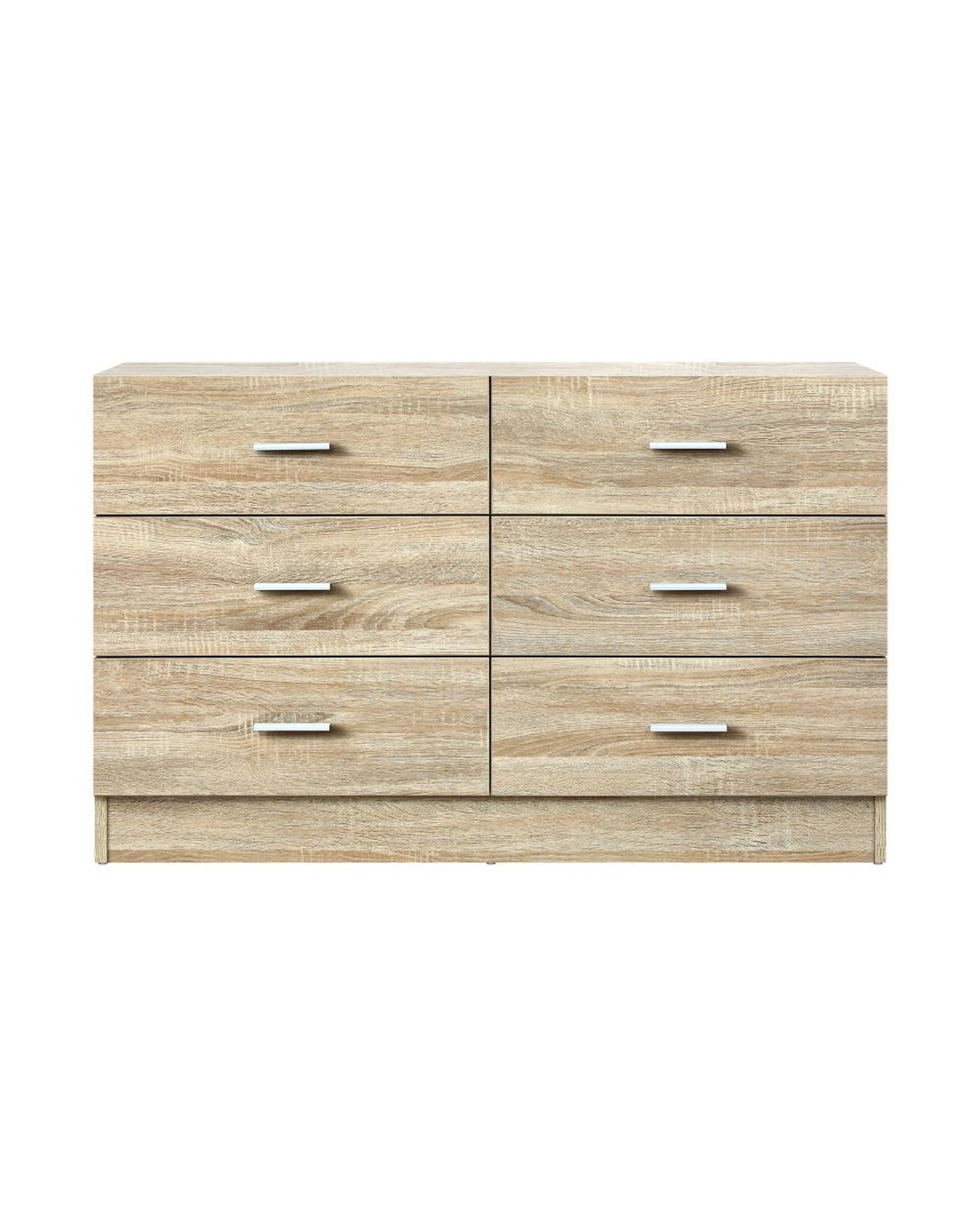 PRIS 6 Chest of Drawers Tallboy Dresser Table Lowboy Storage Cabinet Wood Oikiture