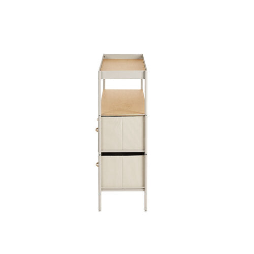 Oikiture 5 Drawer Chest Of Drawers Open Shelf Organizer Beige
