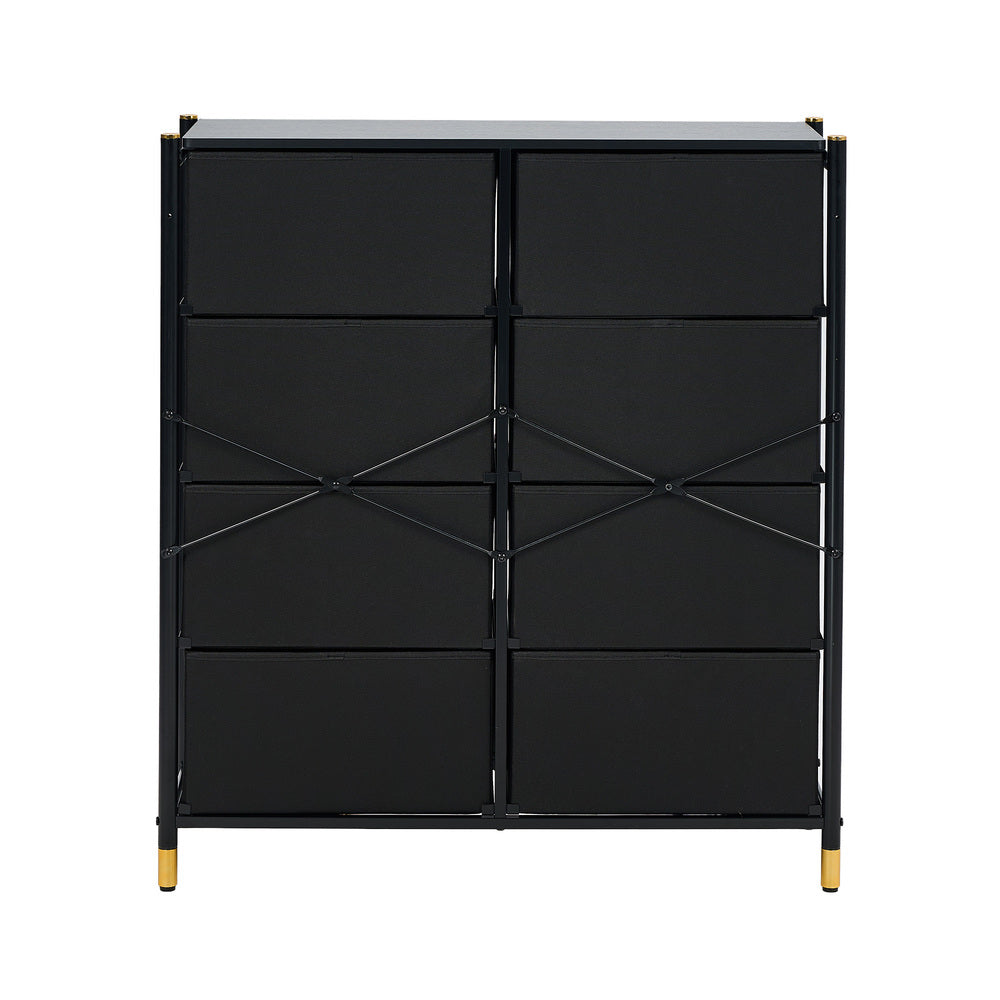 WIK 8 Chest of Drawers PU Fabric Black Oikiture
