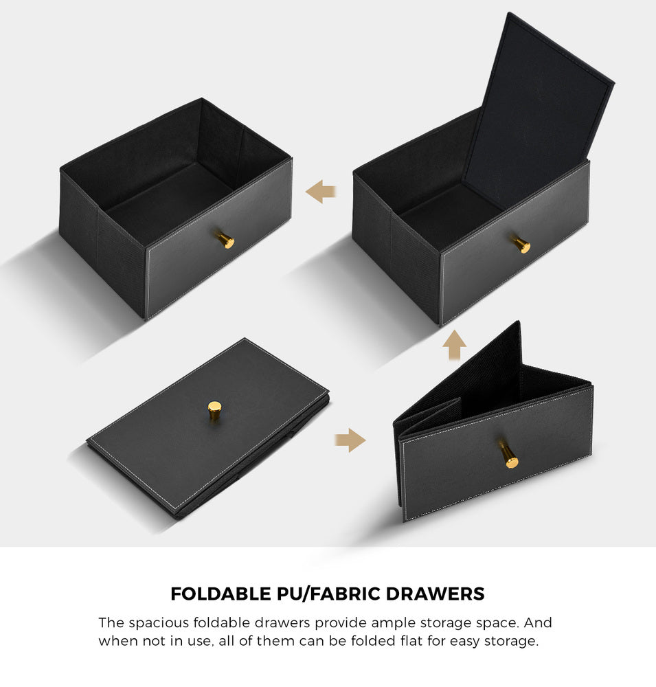 WIK 8 Chest of Drawers PU Fabric Black Oikiture