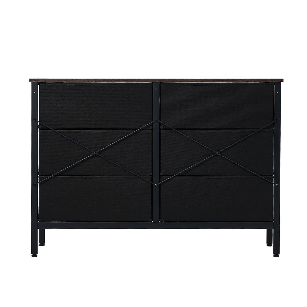 DIMA 6 Chest of Drawers Rattan Fabric Dresser Tallboy Oikiture