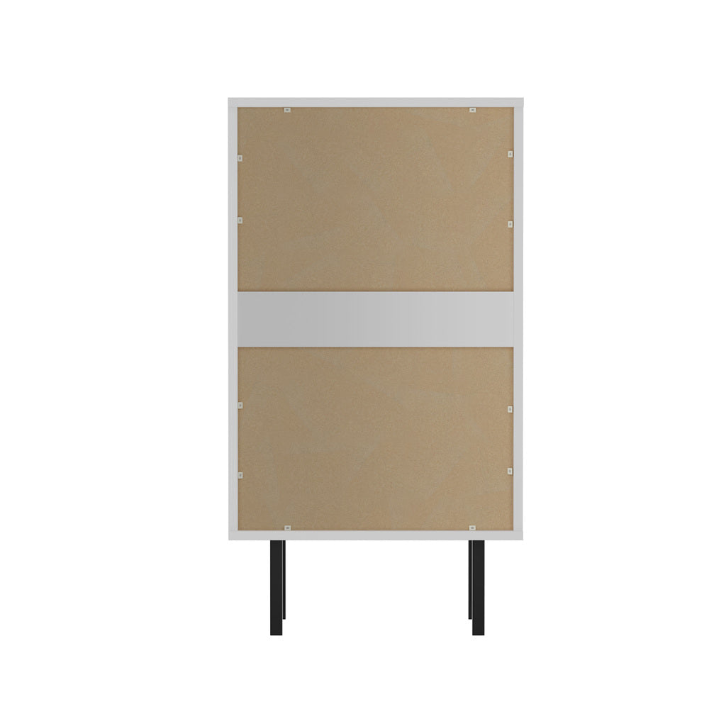 4 Chest of Drawers Tempered Glass Doors White Oikiture