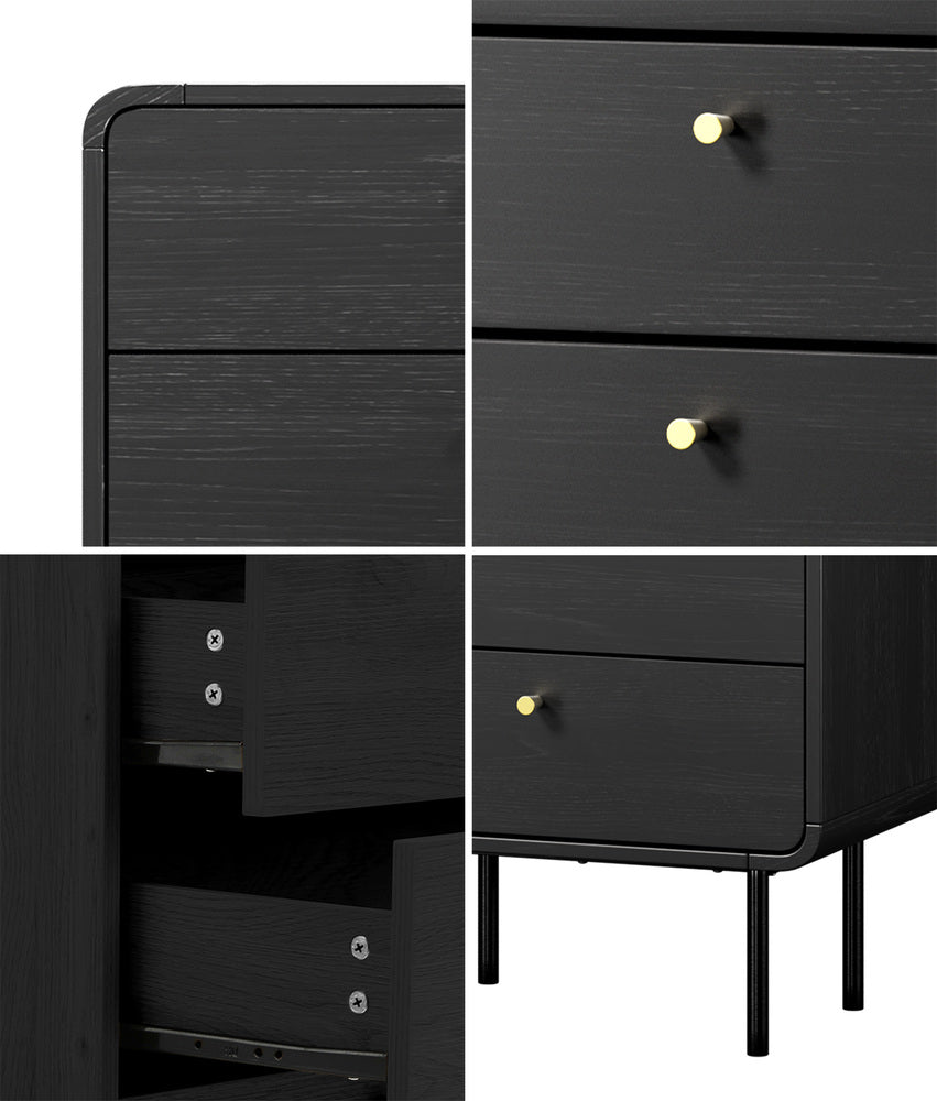 KARO 5 Chest of Drawers Dresser Tallboy Metal Handle Black Oikiture