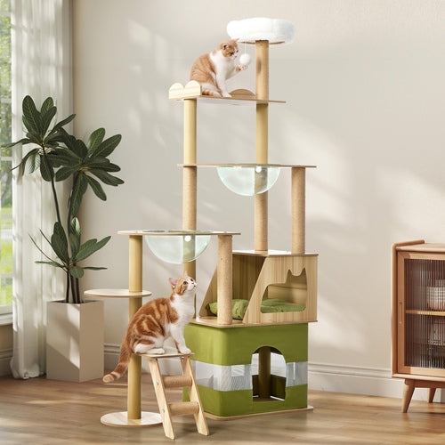 Okiture  Alopet 183cm Cat Tree Large Multi-Level Condo Capsule Bowl