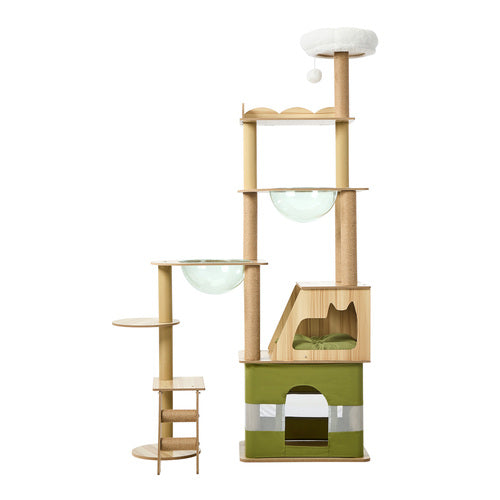 Okiture  Alopet 183cm Cat Tree Large Multi-Level Condo Capsule Bowl