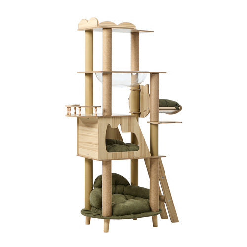 Okiture Alopet 152cm Cat Tree Sofa Bed Condo Clear Capsule Bowl Scratch Post