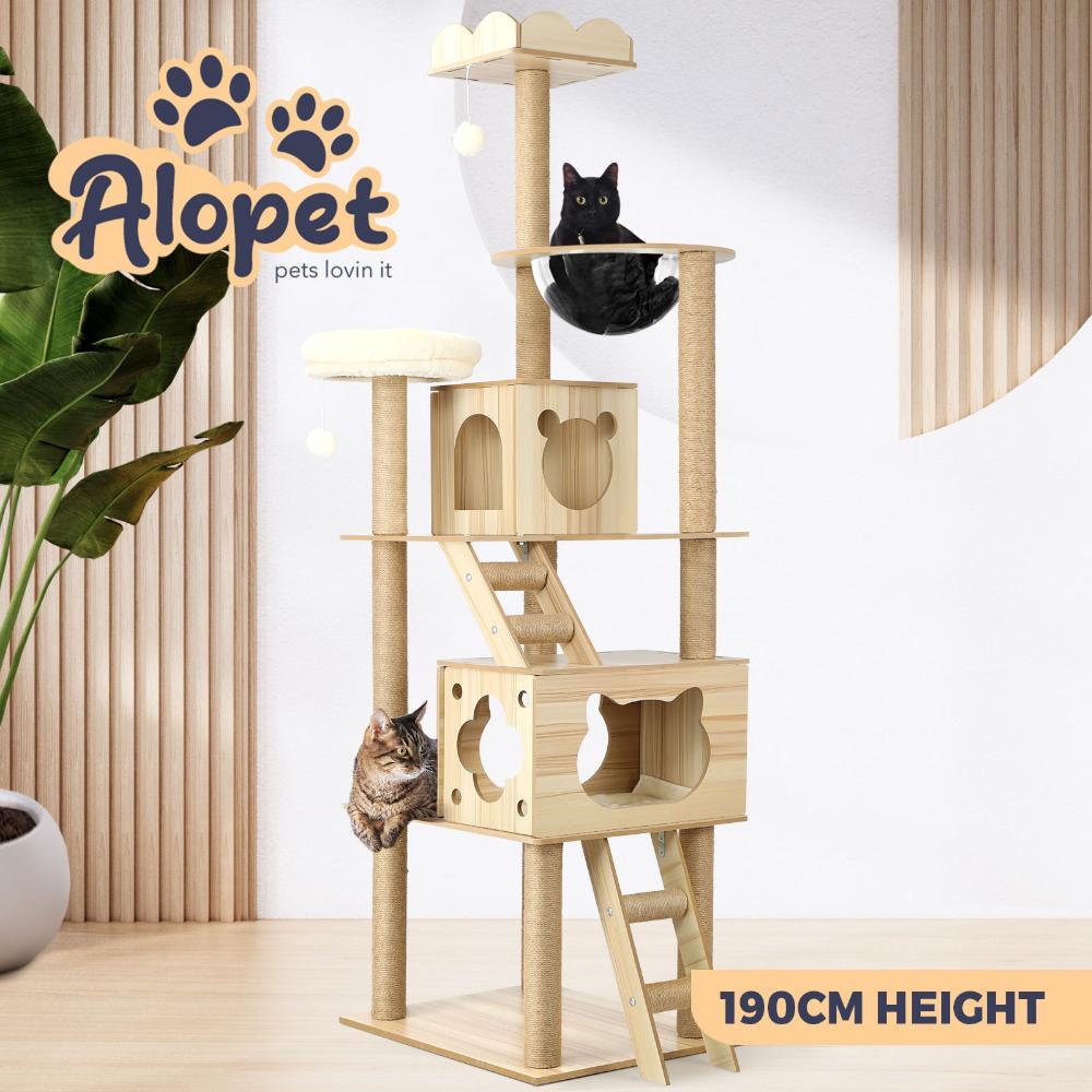 Alopet 190cm Wooden Cat Tree with Ladder Alopet