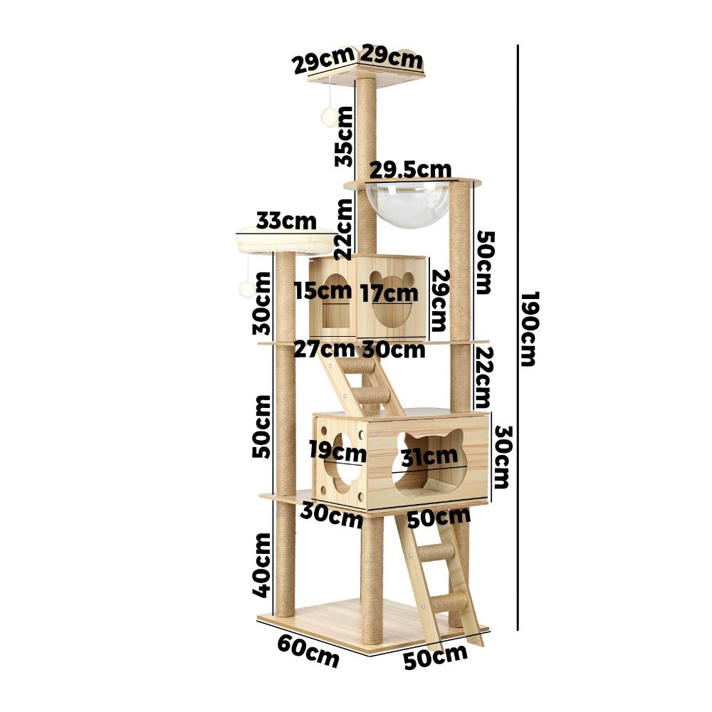 Alopet 190cm Wooden Cat Tree with Ladder Alopet