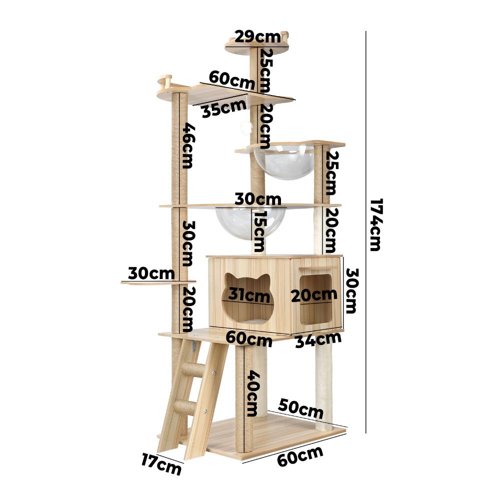 Alopet 174 cm Cat Tree with Scratching Post Cat Condo Ladder 4Paws