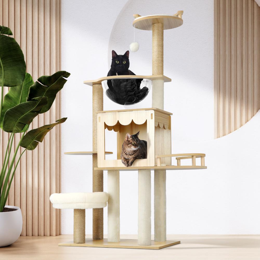 Alopet 131 cm Cat Tree with Scratching Post Cat Condo Ladder Alopet