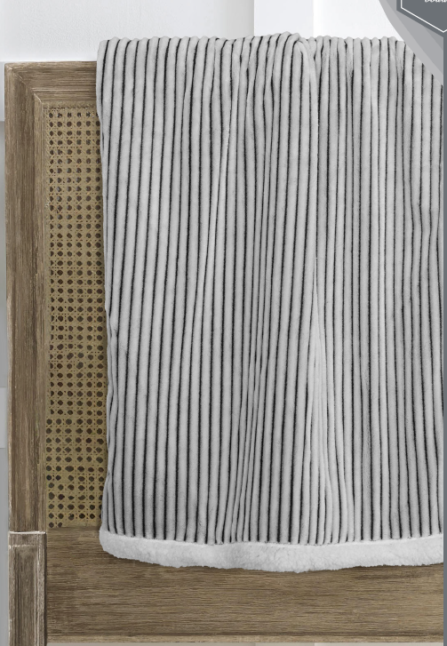 ARDOR BOUDOIR "Auburn" STRIPED FLANNEL THROW Ardor Bedding