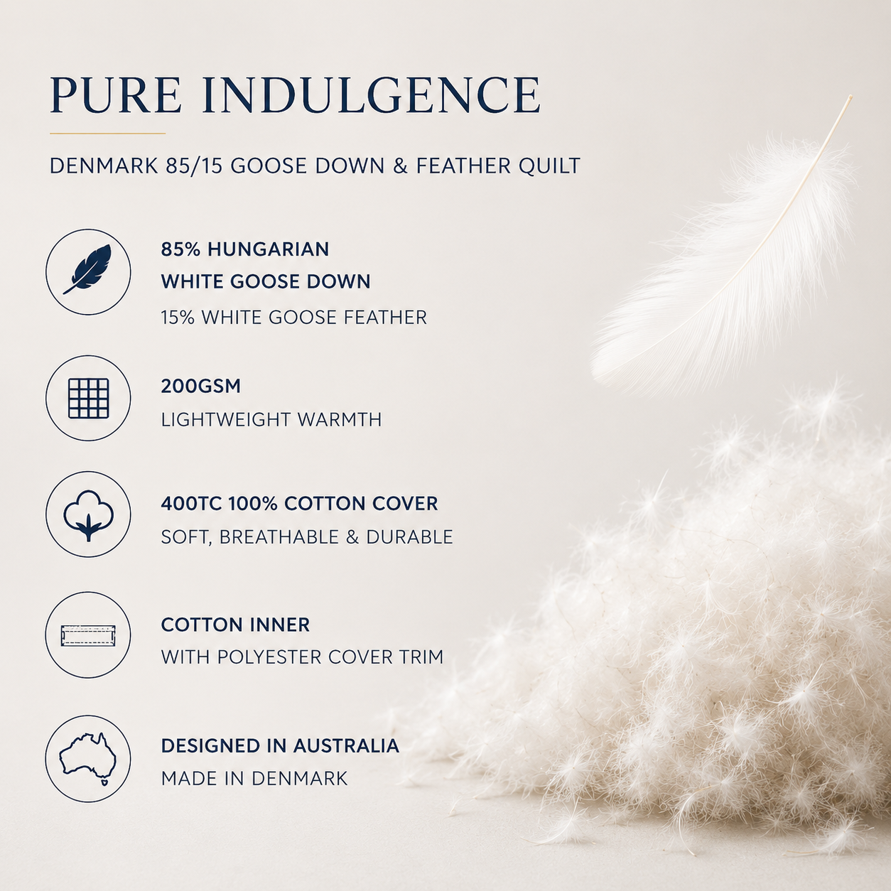 Sheridan Pure Indulgence Denmark 85/15 Goose Down & Feather Quilt