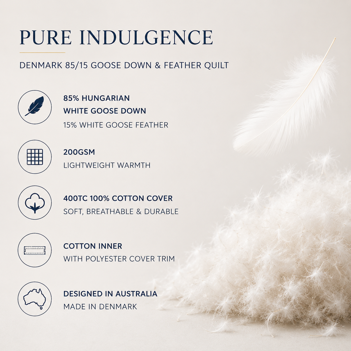 Sheridan Pure Indulgence Denmark 85/15 Goose Down & Feather Quilt