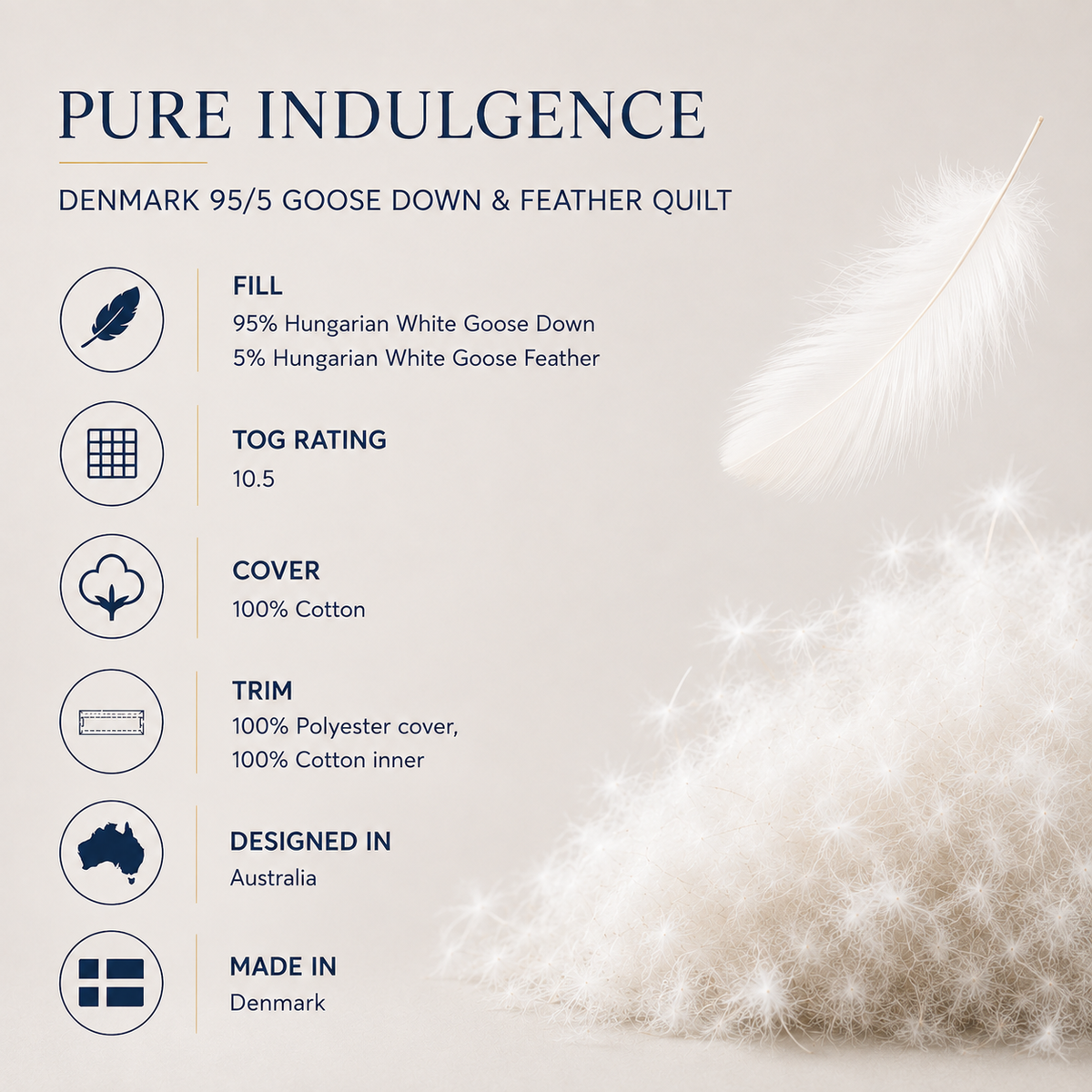 Sheridan Pure Indulgence Denmark 95/5 Goose Down & Feather Quilt