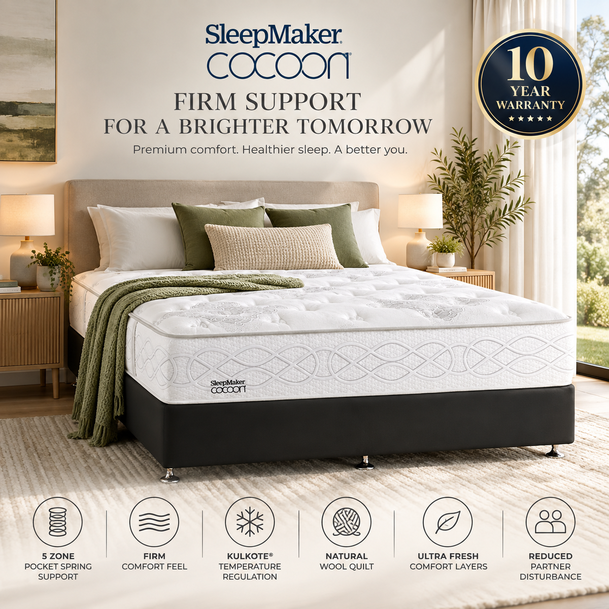 Sleepmaker Cocoon Silver 29 cm 5 Zone Mattress - Firm
