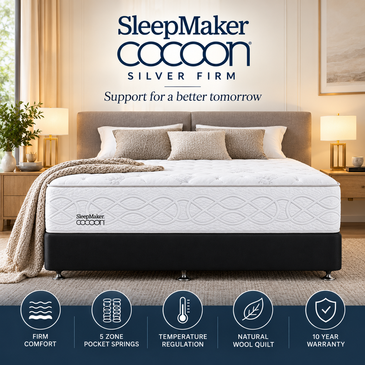 Sleepmaker Cocoon Silver 29 cm 5 Zone Mattress - Firm