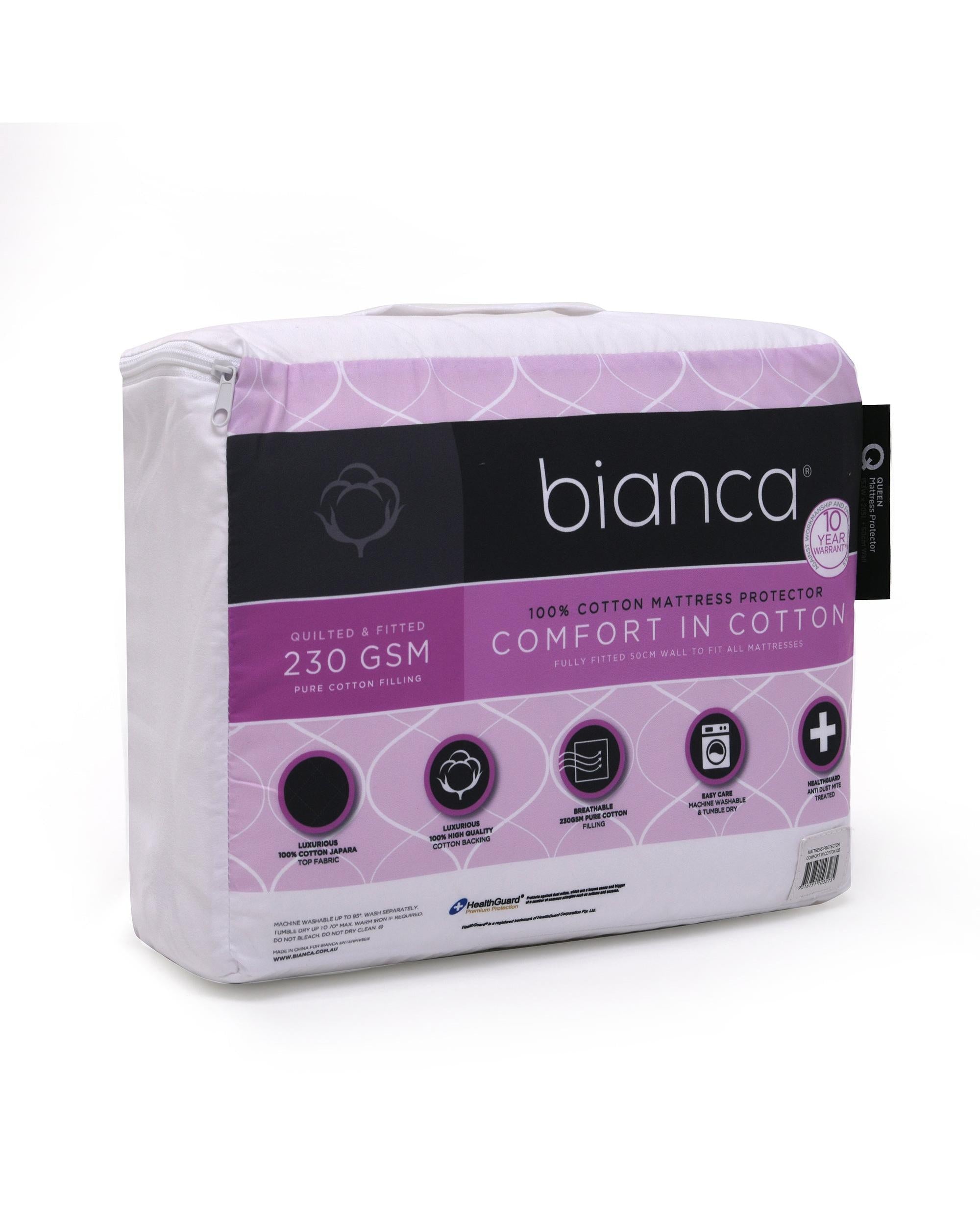 Bianca Bedding COMFORT IN COTTON QUILTED MATTRESS PROTECTOR Bianca Bedding