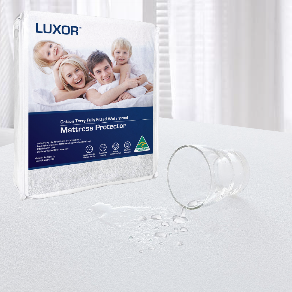 Luxor Australian Made Fully Fitted Terry Cotton Waterproof Mattress Protector