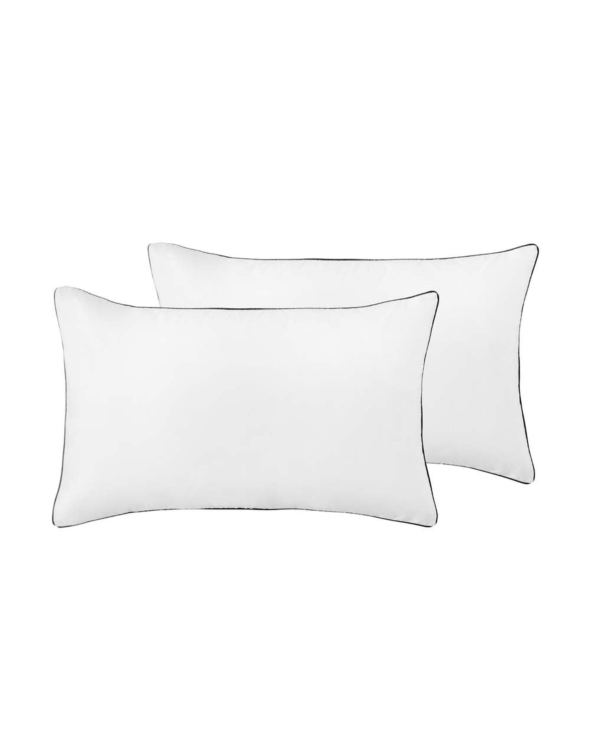 Accessorize Hotel Deluxe Cotton Piped Pillowcase  - BLACK/WHITE Accessorize
