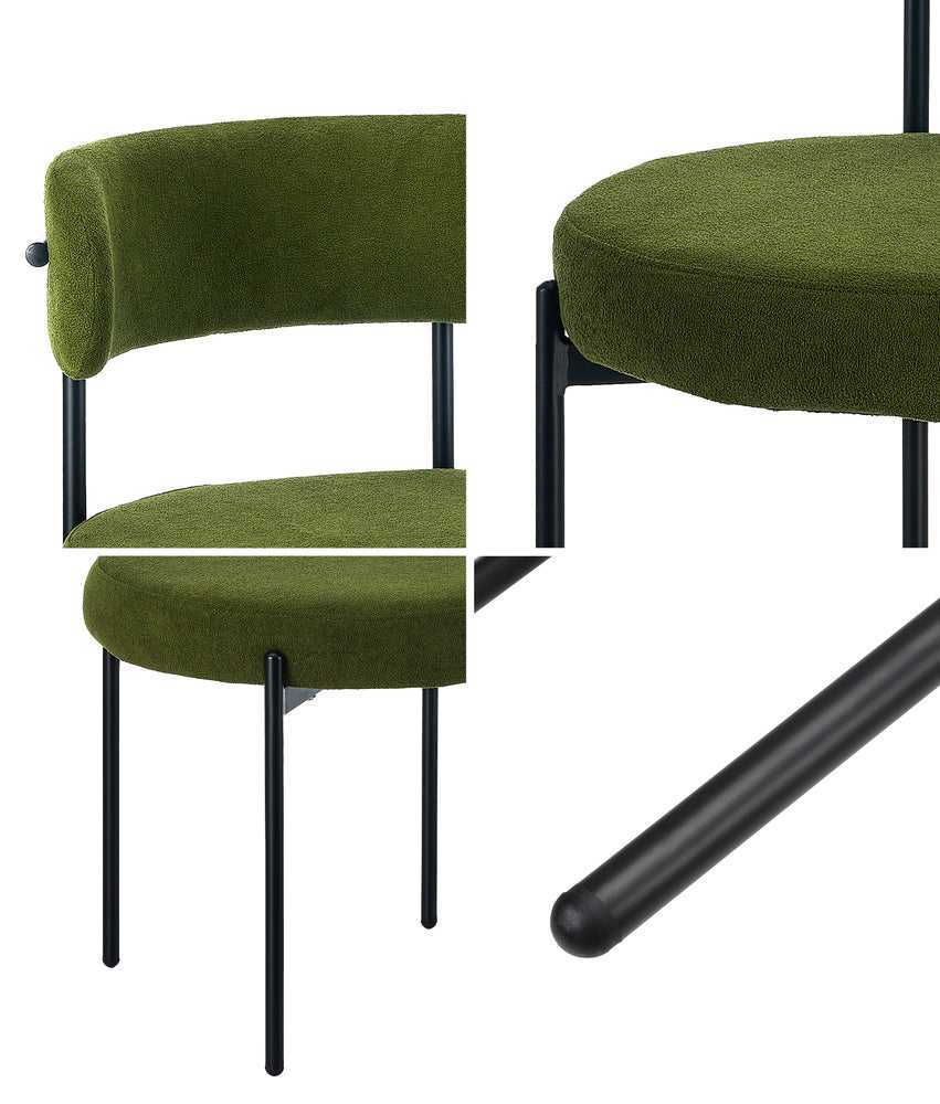 Oikiture Oikiture 8x Dining Chair Round Boucle Seats Backrest Green