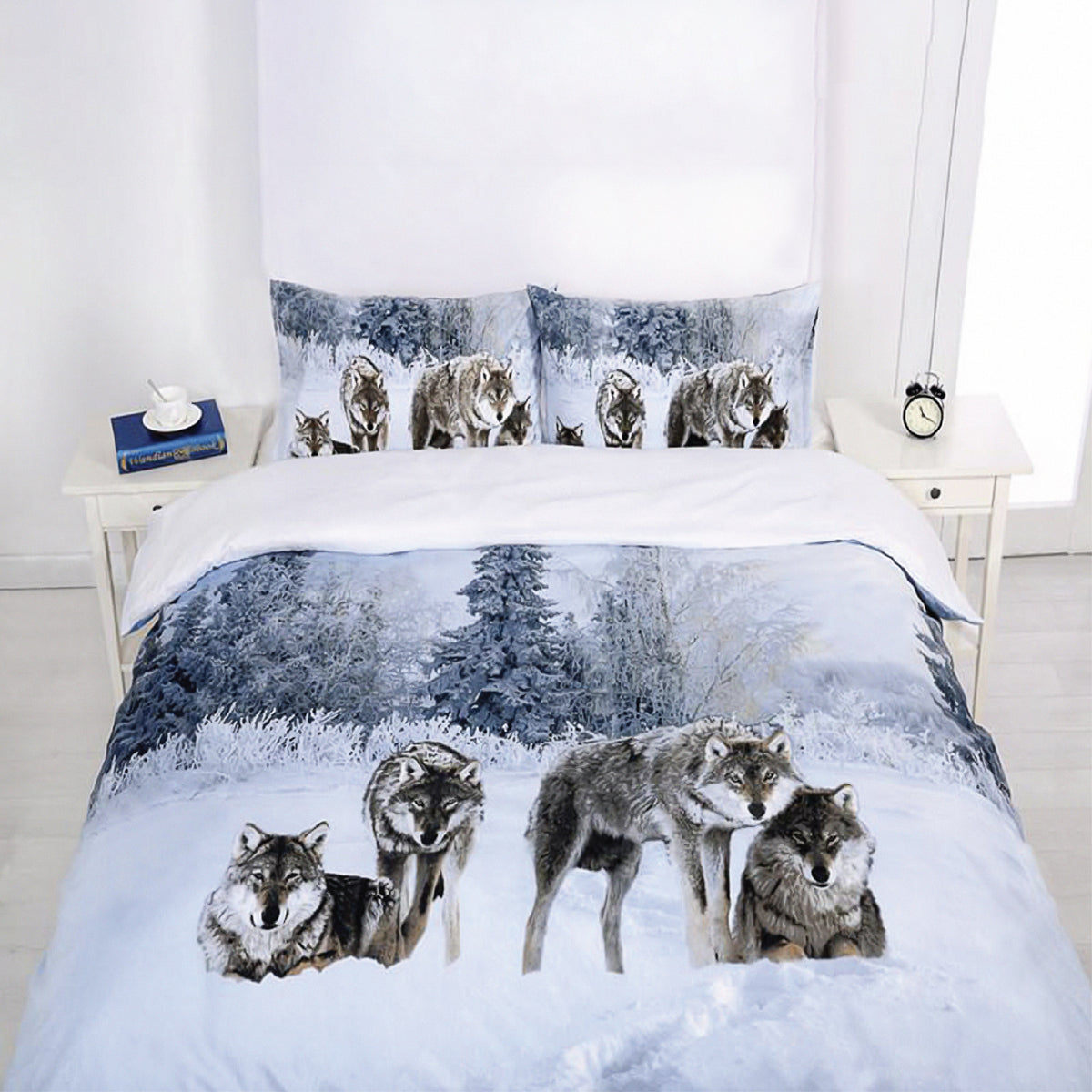 Dreamfields Snow Wolf Family Design Quilt Doona Duvet Cover Set