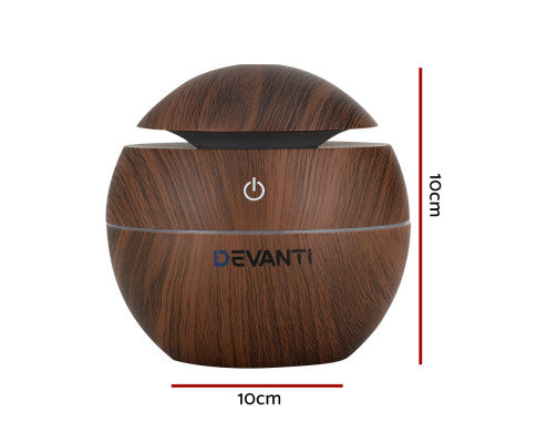 Aroma Diffuser Aromatherapy Essential Oils Air Humidifier LED 130ML Devanti