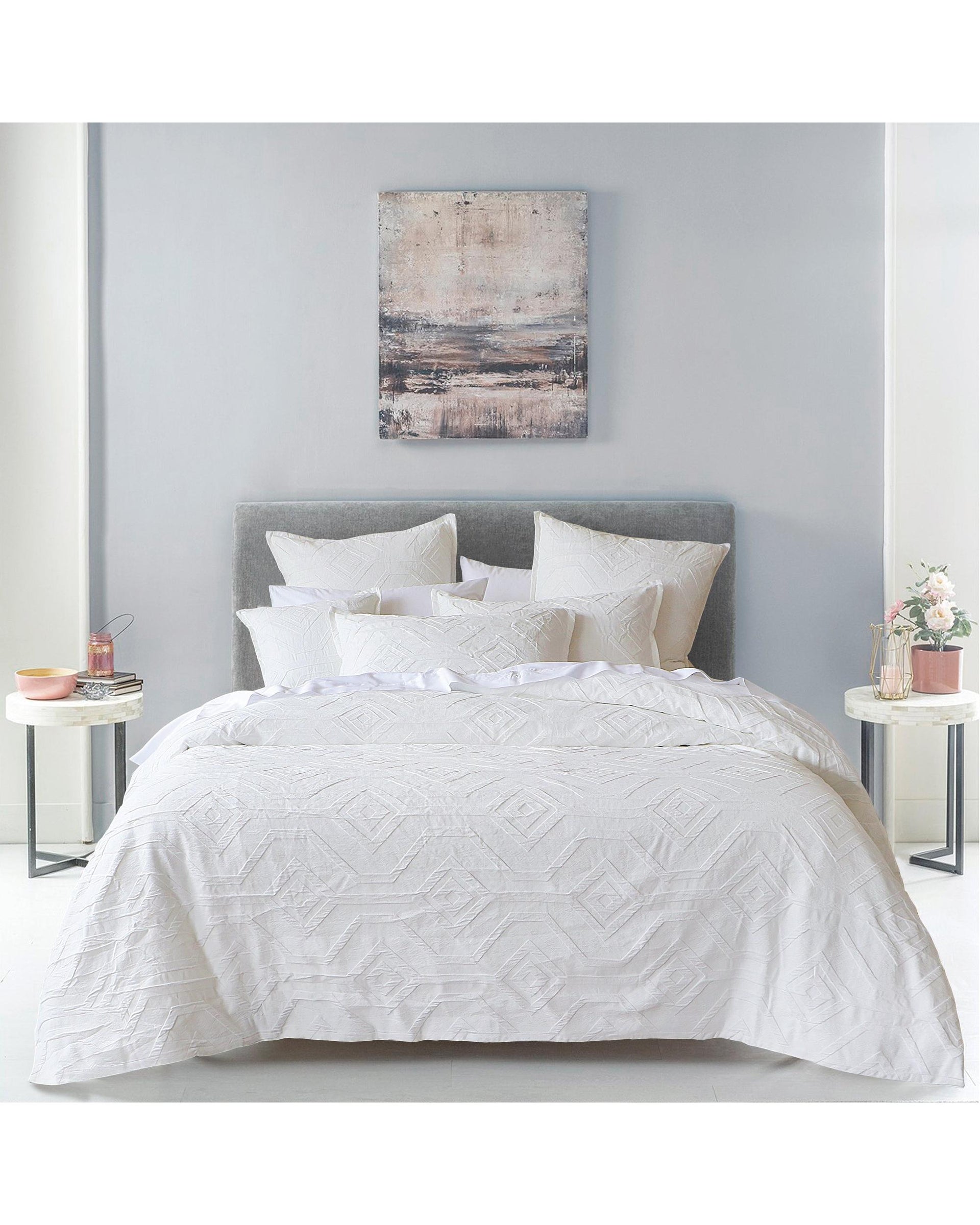 Bianca Bedding Kora White Polyester Jacquard Quilt Cover Set Bianca Bedding
