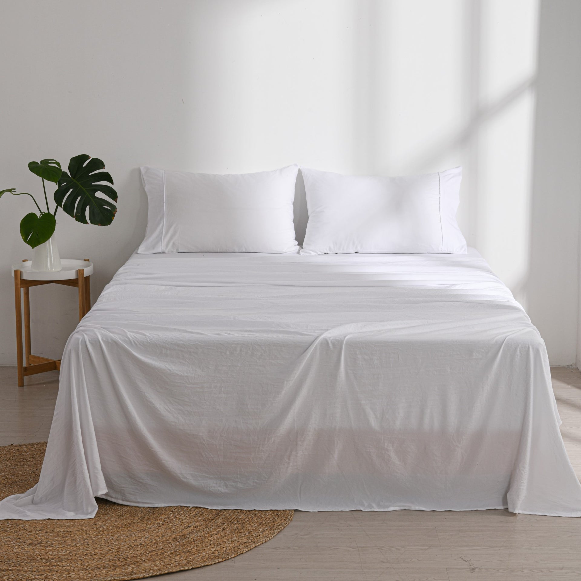 Dreamaker Fine Washed Microfibre Sheet Set White