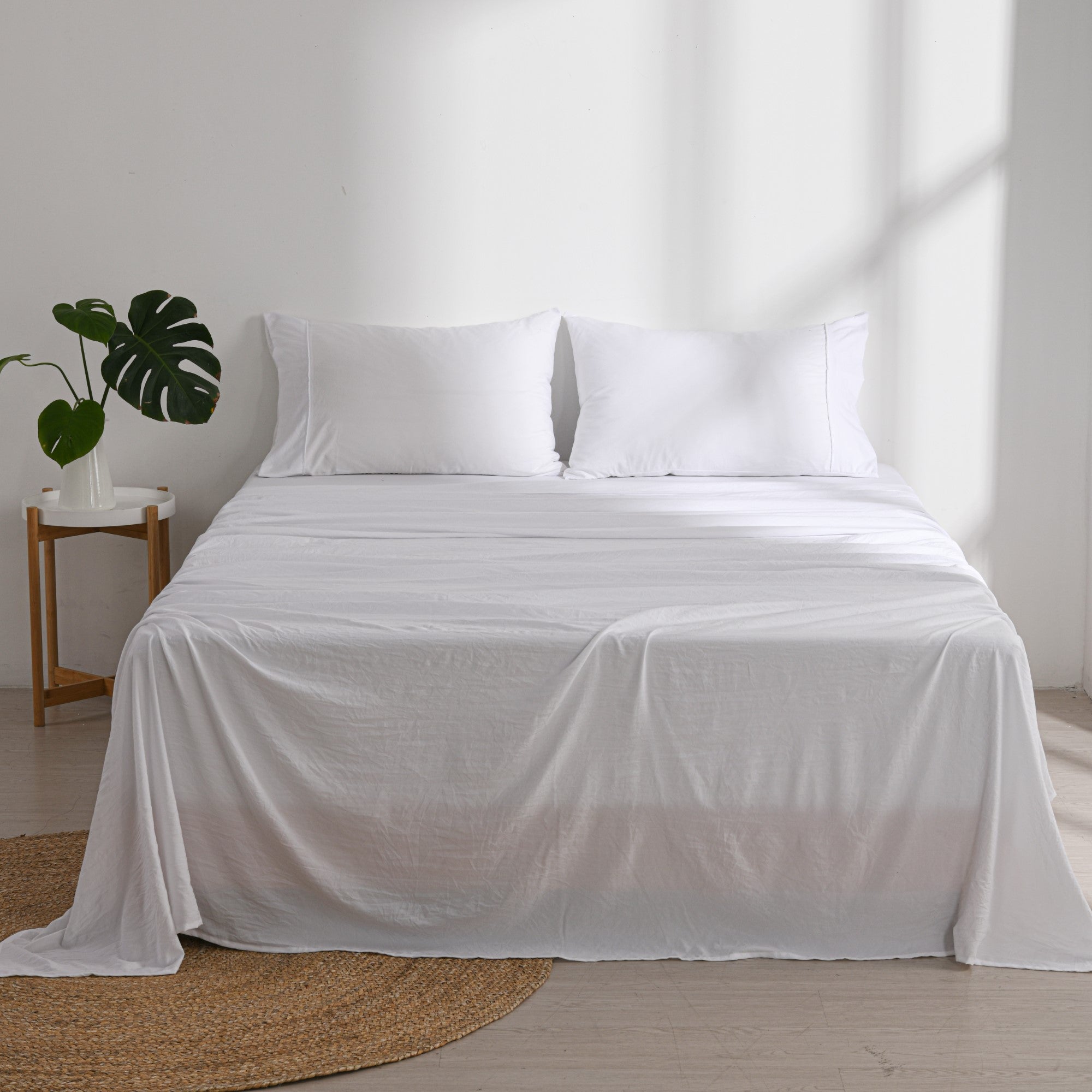 Dreamaker Fine Washed Microfibre Sheet Set White